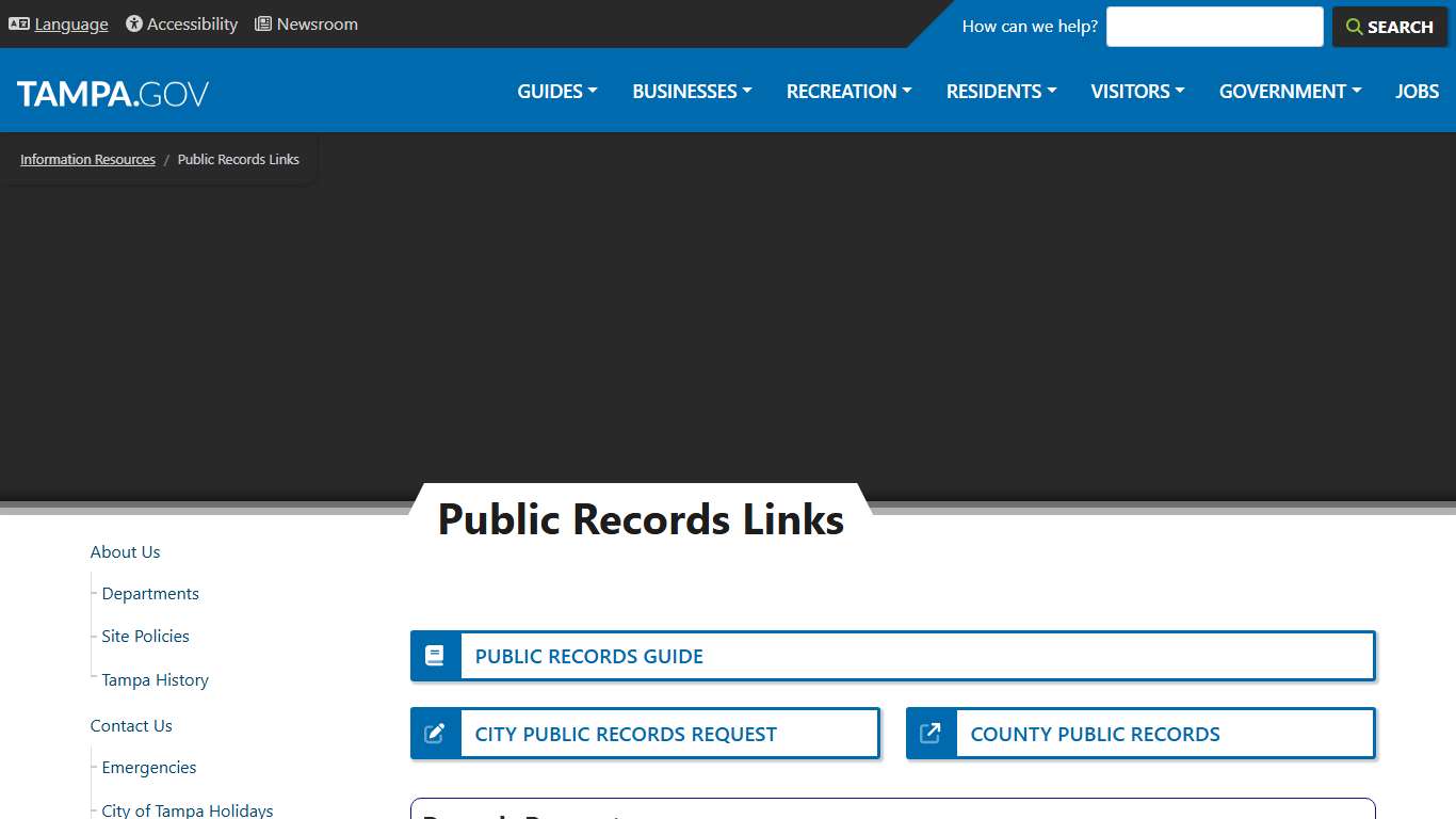 Public Records Links City of Tampa